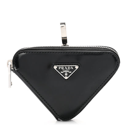 Prada Spazzolato Triangle Coin Pouch Bag Charm Black 1 of 7