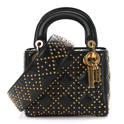 Christian Dior Lambskin Studded Mini Supple Lady Dior Black 1 of 11