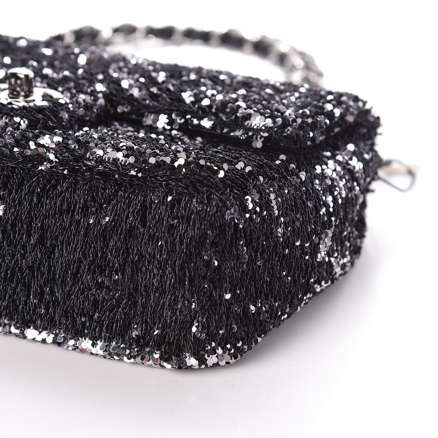 Sequin Single Flap Silver Black Silver