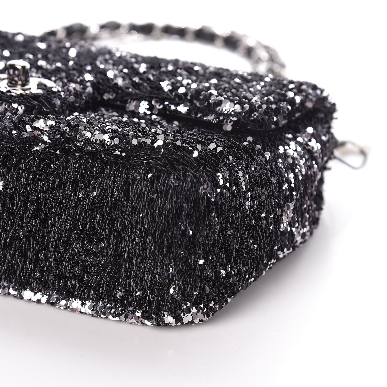 Chanel Sequin Single Flap Silver Black Silver 6 of 11