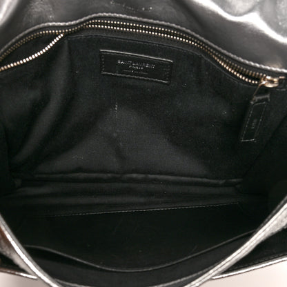 Saint Laurent Metallic Lambskin Matelasse Monogram Medium Niki Chain Satchel Argento 5 of 10