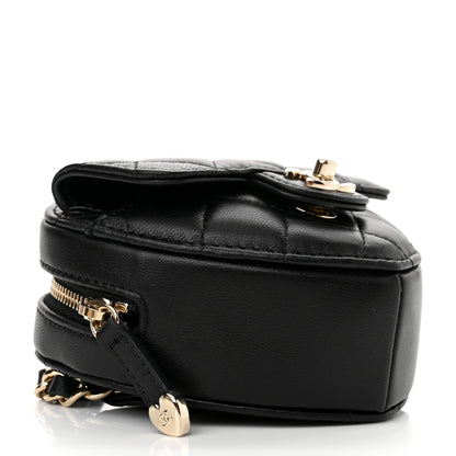 Chanel Lambskin Quilted CC In Love Heart Waist Belt Bag With Chain Black 6 of 10