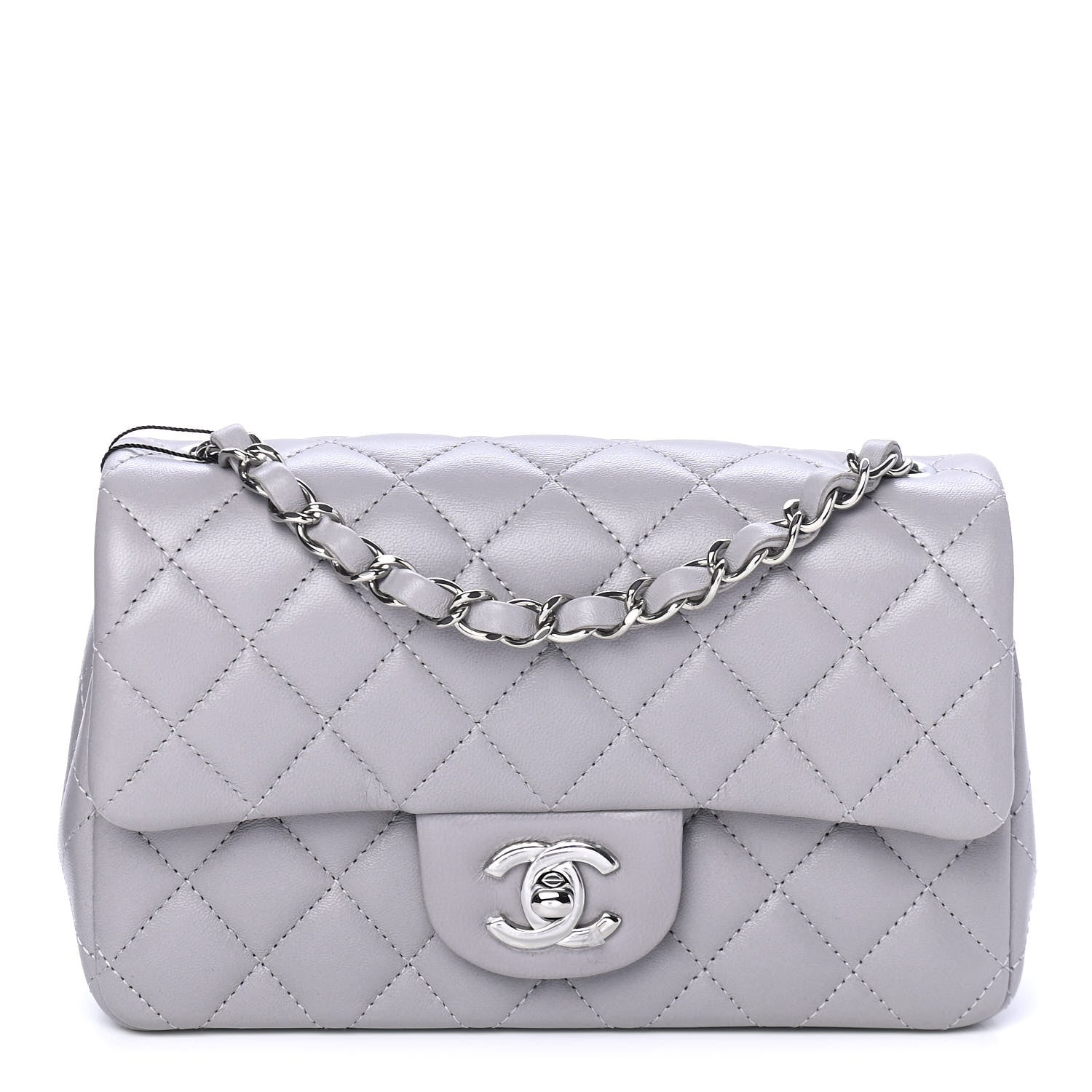 Chanel Lambskin Quilted Mini Rectangular Flap Grey 1 of 4