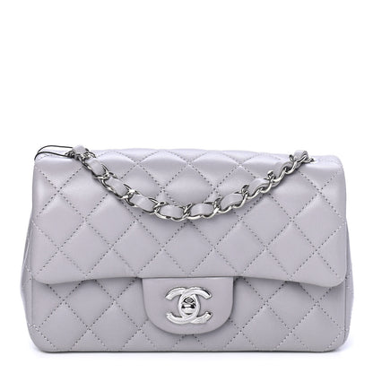 Chanel Lambskin Quilted Mini Rectangular Flap Grey 1 of 4