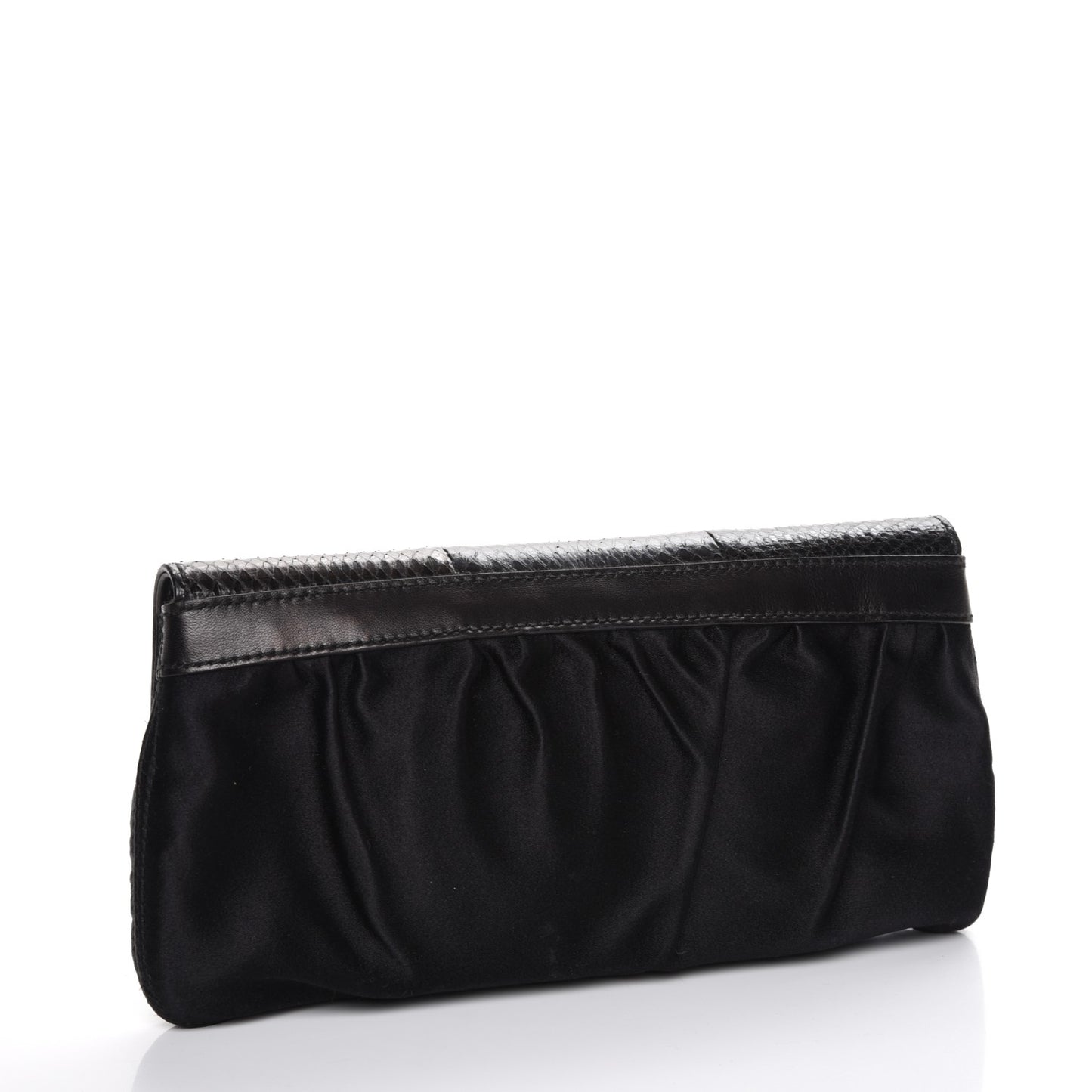 Python Satin Bamboo Clutch Black