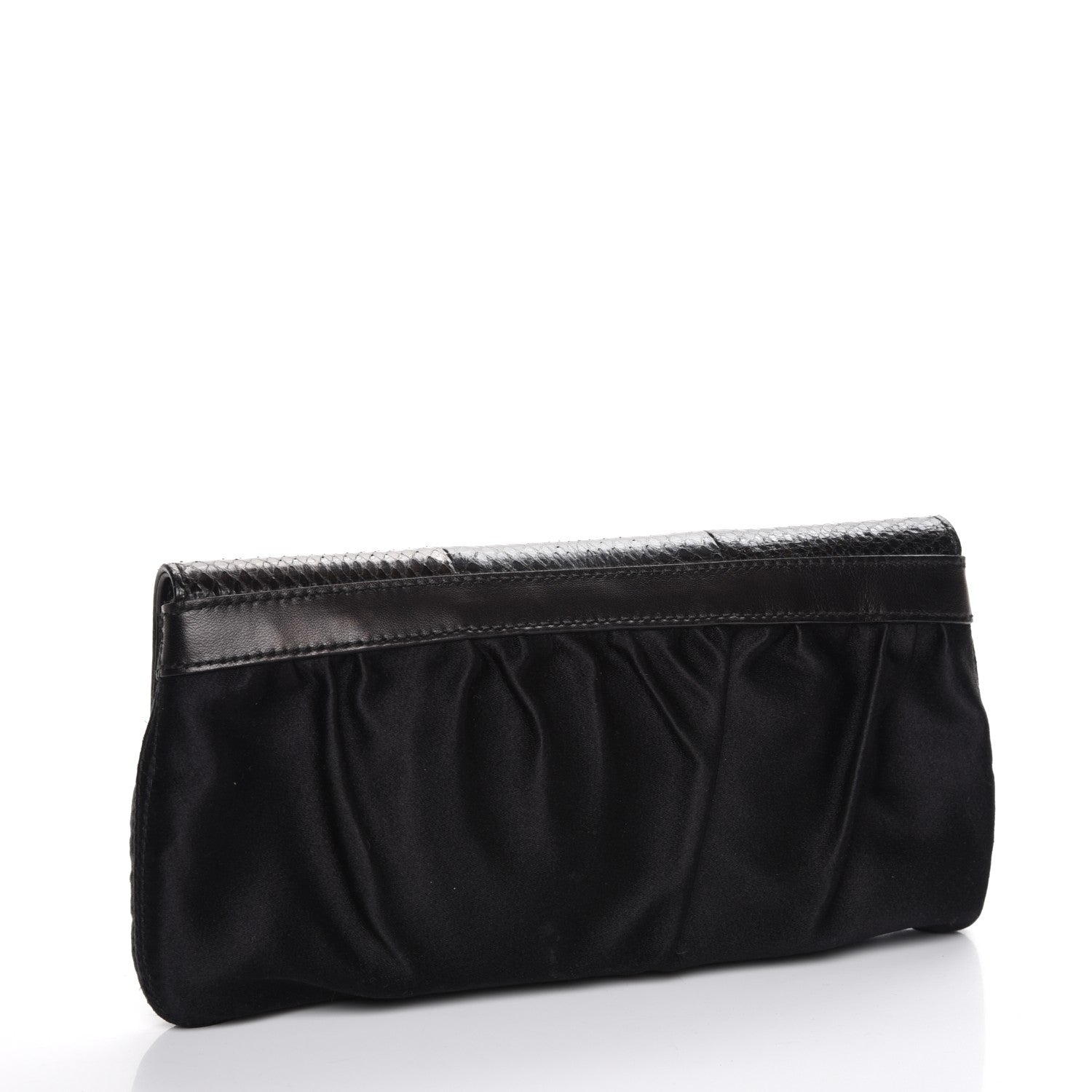 Gucci Python Satin Bamboo Clutch Black 3 of 8