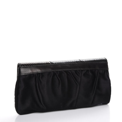 Gucci Python Satin Bamboo Clutch Black 3 of 8