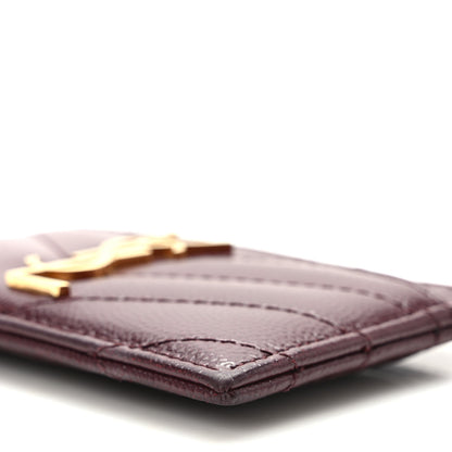 Saint Laurent Grain De Poudre Matelasse Chevron Cassandre Credit Card Case Bordeaux 9 of 10