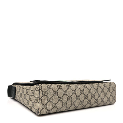 Gucci GG Supreme Monogram Web Flap Messenger Bag Black 4 of 10