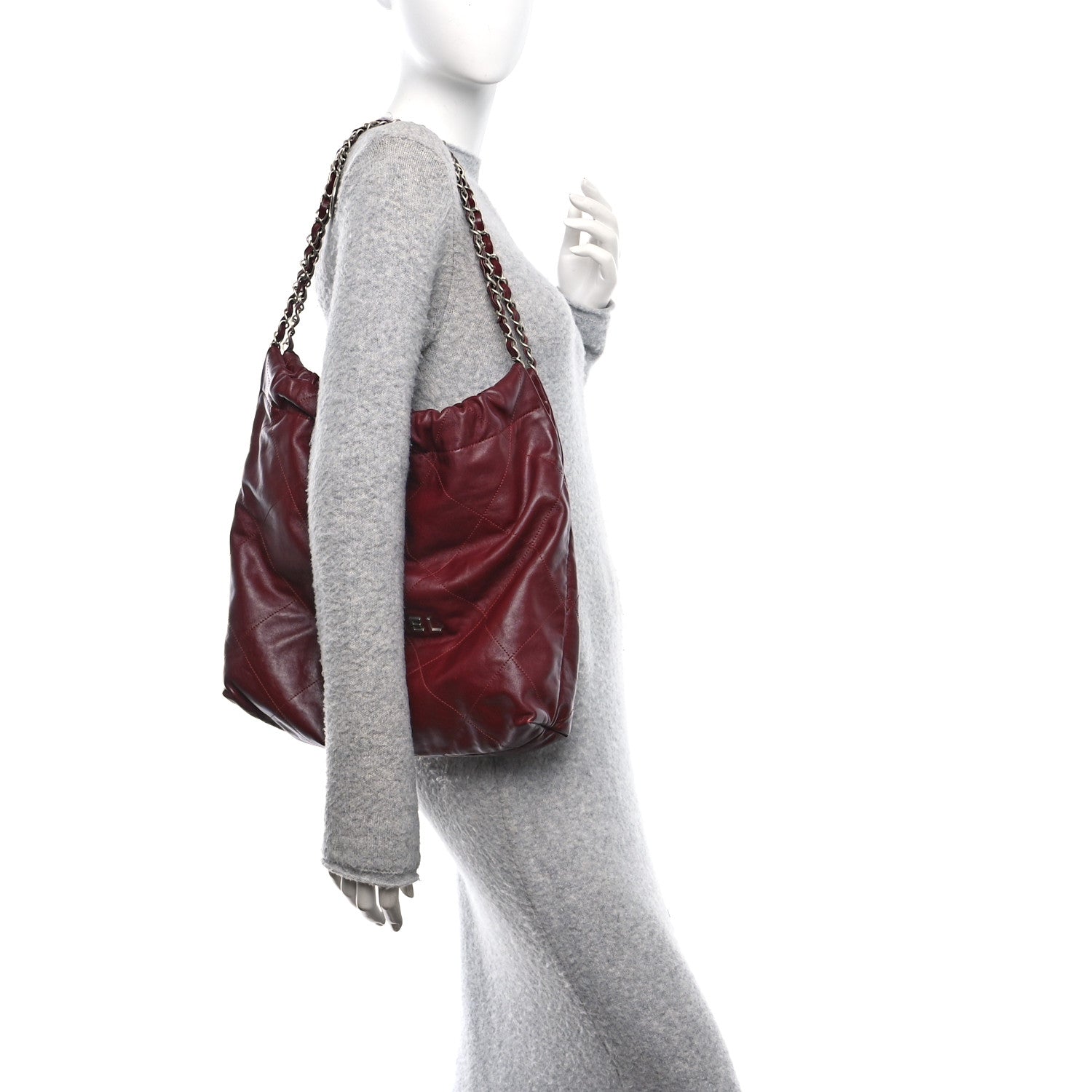 Chanel Shiny Calfskin Quilted Chanel 22 Burgundy 2 of 12