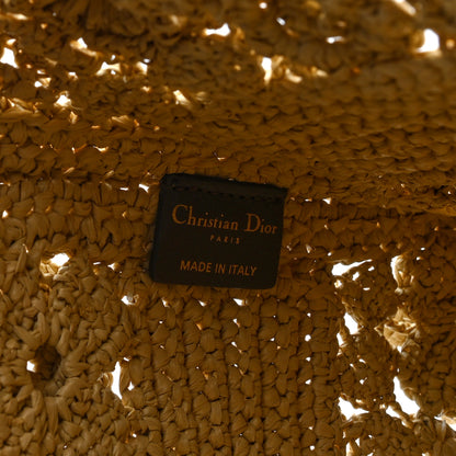 Christian Dior Woven Raffia Floral Embellished Small Book Tote Natural 9 of 12