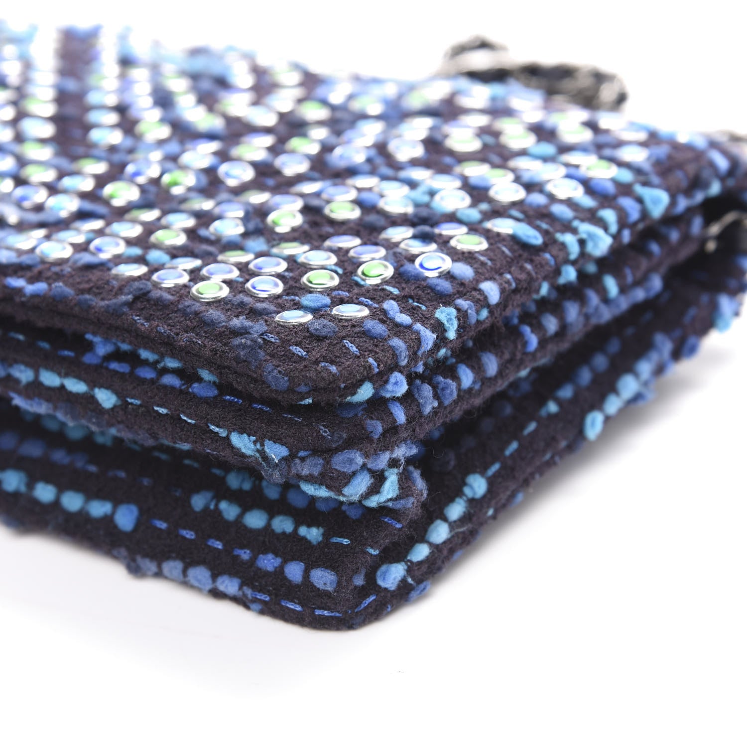 Chanel Crystal Tweed Wallet On Chain WOC Blue 8 of 10