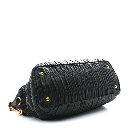 Prada Nappa Gaufre Top Handle Satchel Black 4 of 11