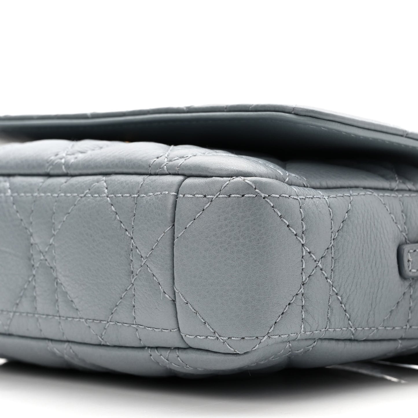 Supple Calfskin Cannage Caro Pouch with Chain Cloud Blue