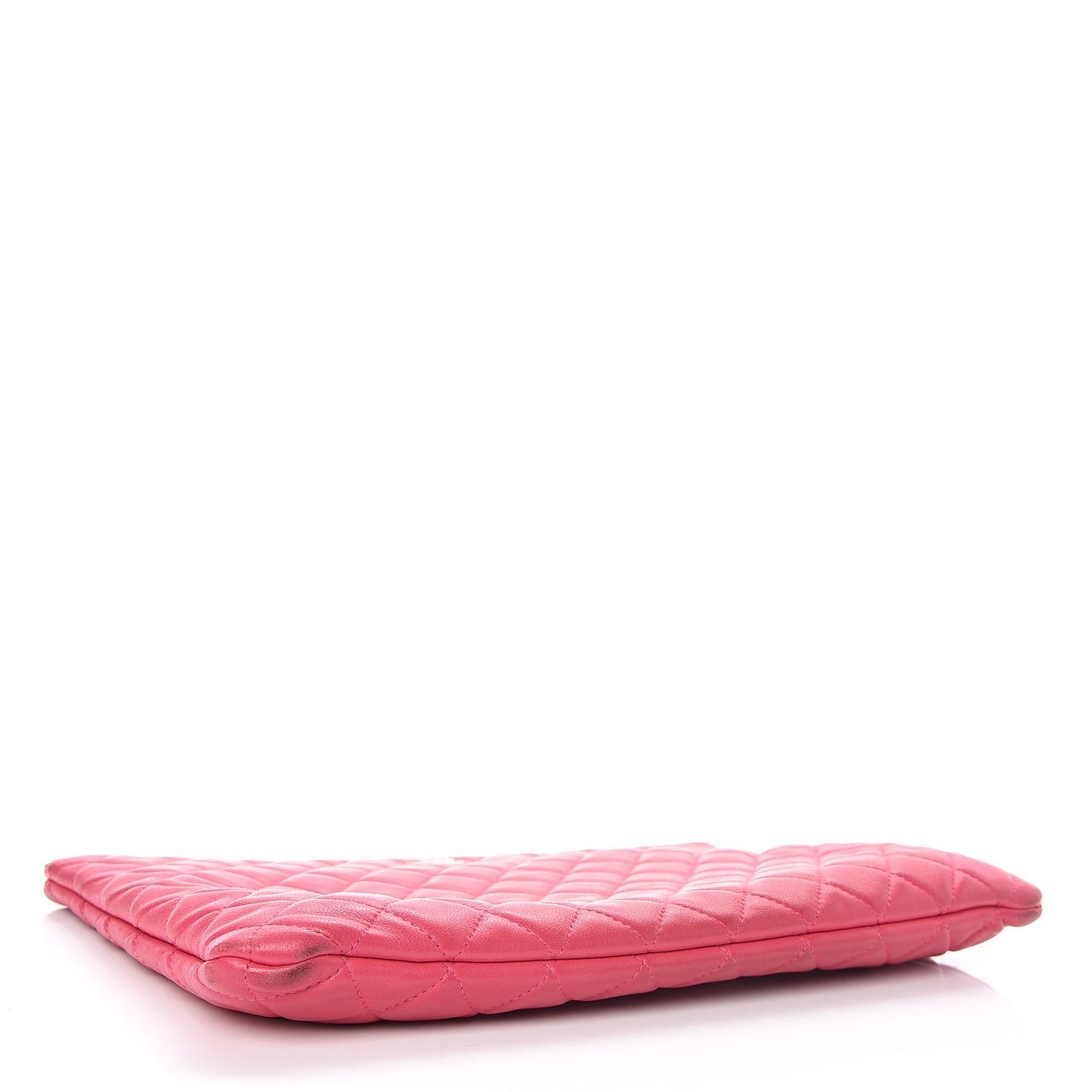 Lambskin Quilted Large Cosmetic Case Dark Pink