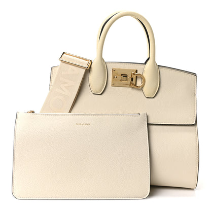 Salvatore Ferragamo Calfskin Medium Studio Soft Bag Mascarpone 3 of 11