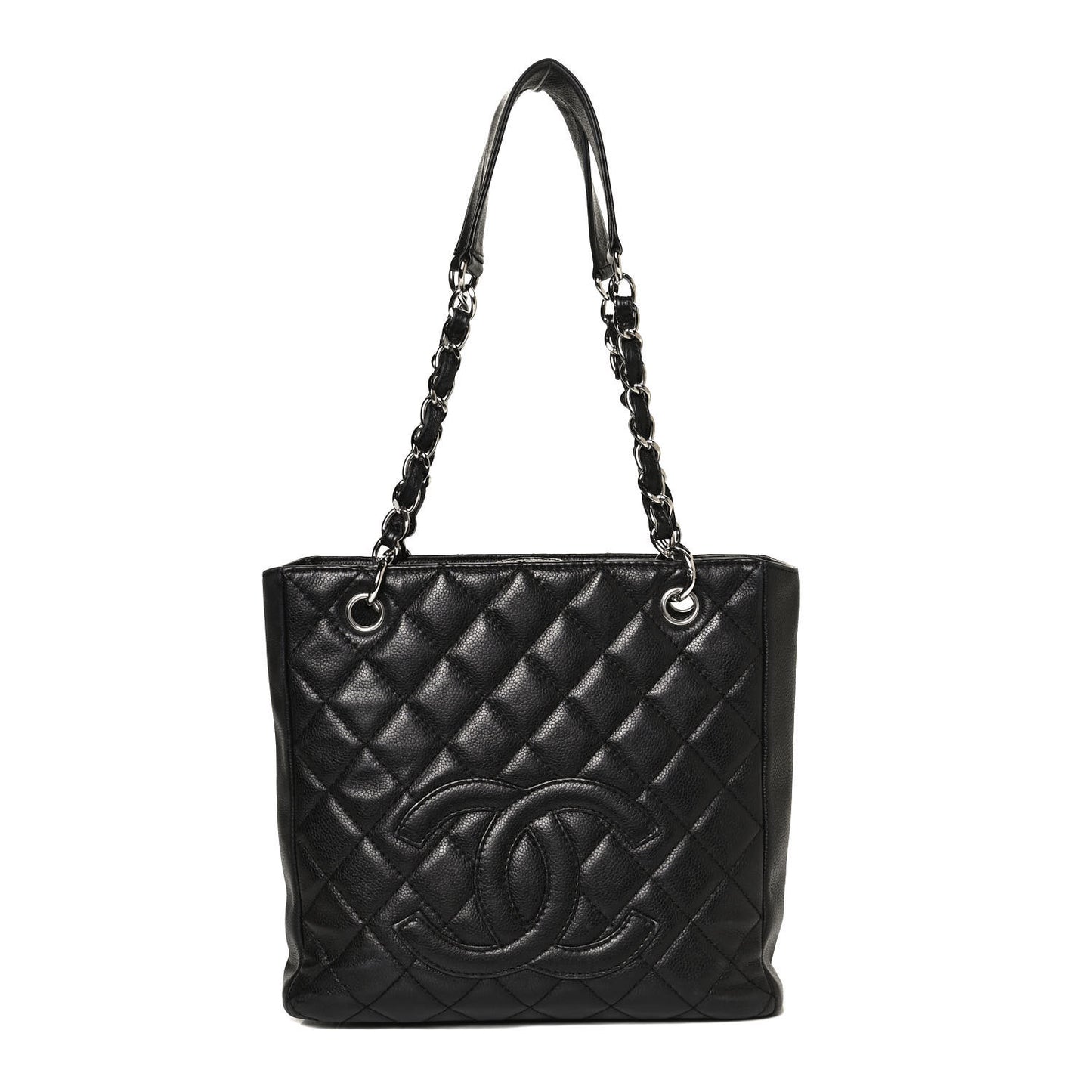 Caviar Quilted Petit Shopping Tote PST Black
