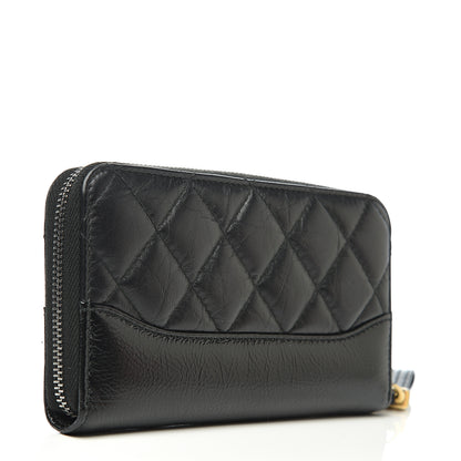 Chanel Aged Calfskin Quilted Small Gabrielle Zip Around Wallet Black 2 of 8