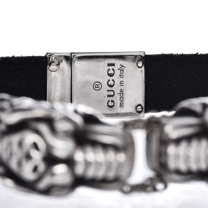 Gucci Sterling Silver Calfskin Tiger Head Bracelet 4 of 5