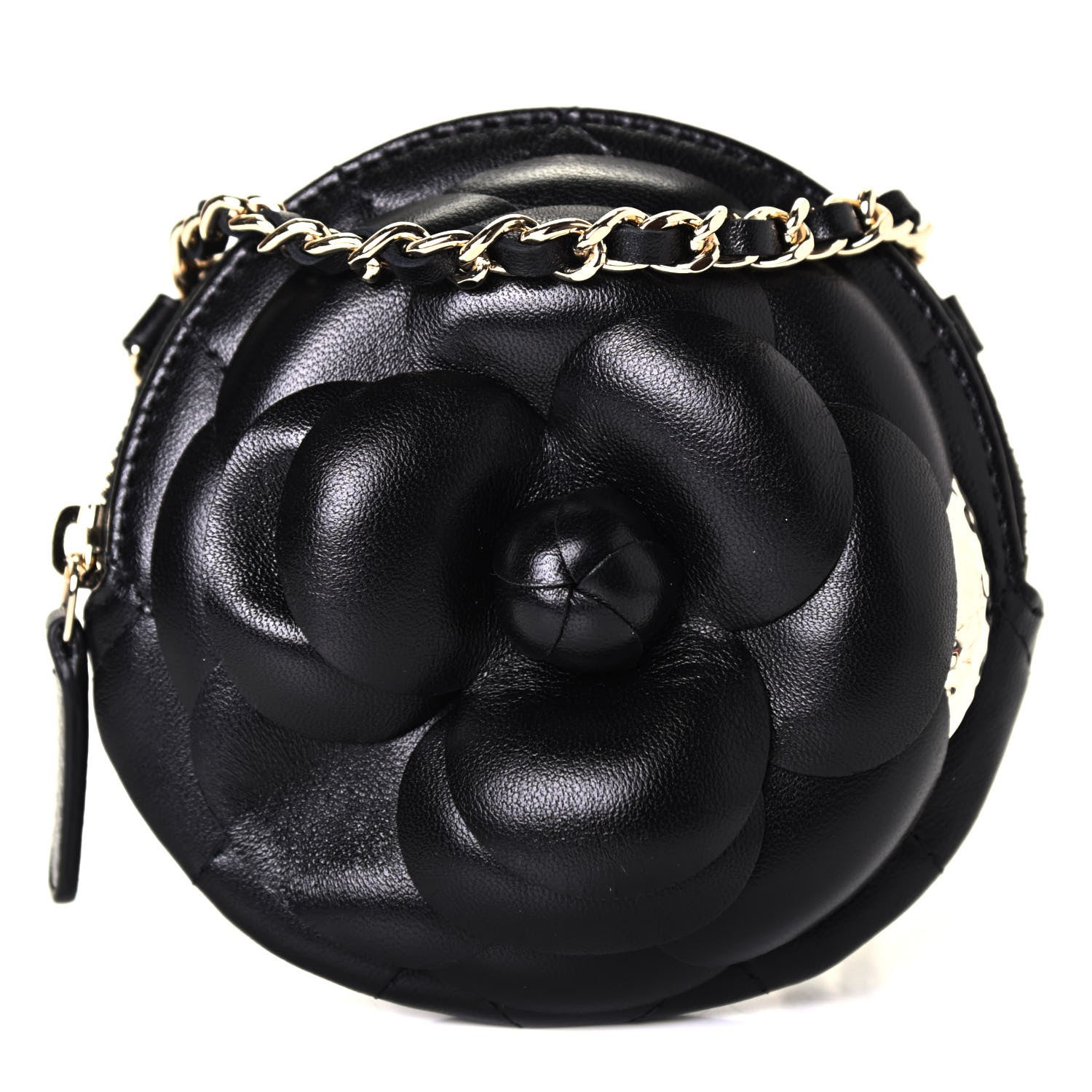 Chanel Lambskin Mini Camellia Bouquet Clutch With Chain Black 1 of 4
