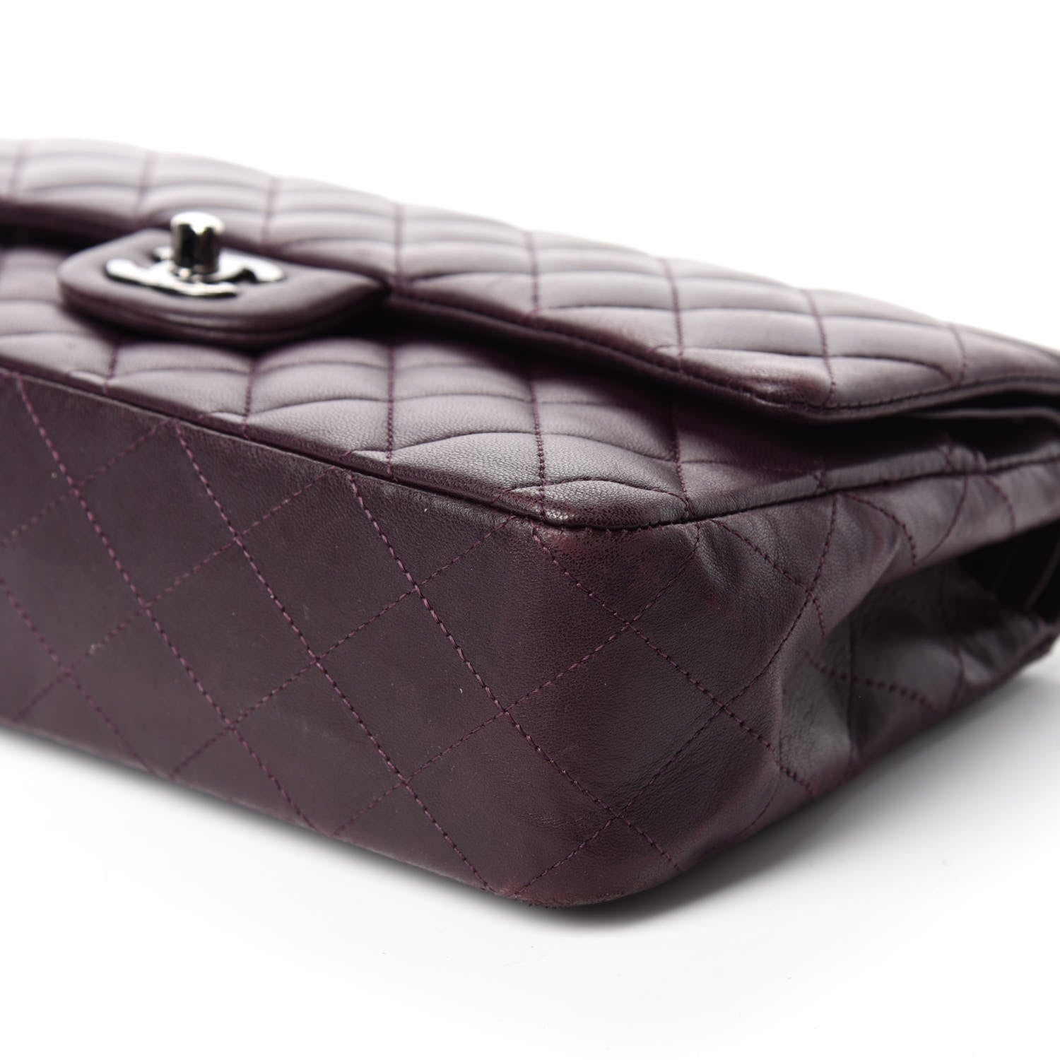 Chanel Lambskin Quilted Medium Double Flap Dark Purple 7 of 13