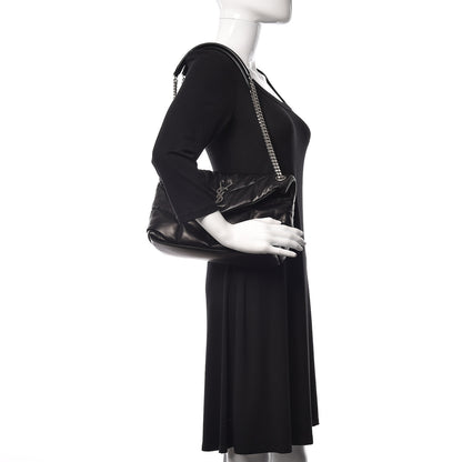 Saint Laurent Lambskin Quilted Toy Loulou Puffer Monogram Chain Satchel Black 2 of 9