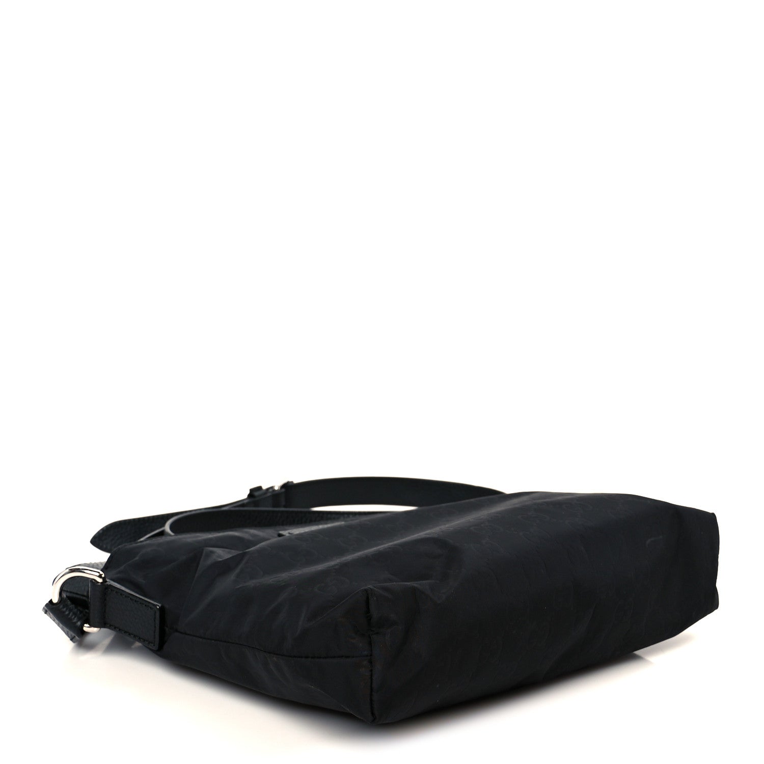 Gucci Nylon Monogram Dollar Calfskin Flat Messenger Bag Black 4 of 11
