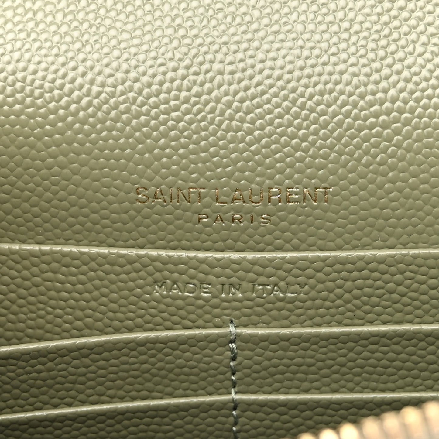 Grain De Poudre Matelasse Chevron Monogram Envelope Chain Wallet Pistache