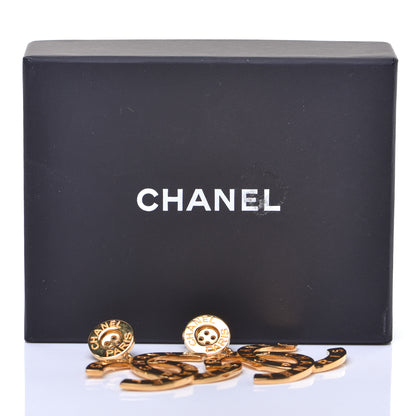 Chanel Metal Large Paris Button Earrings Gold 5 of 5