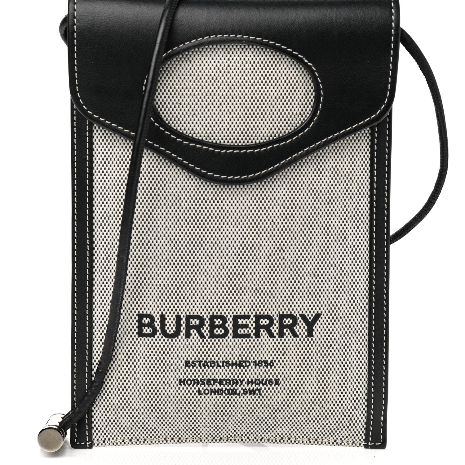Burberry Cotton Canvas Calfskin Two Tone Phone Case Black 7 of 9