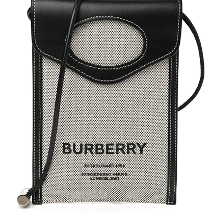 Burberry Cotton Canvas Calfskin Two Tone Phone Case Black 7 of 9