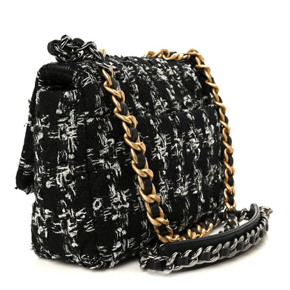 Chanel Tweed Quilted Medium Chanel 19 Flap Black Silver Ecru 3 of 10