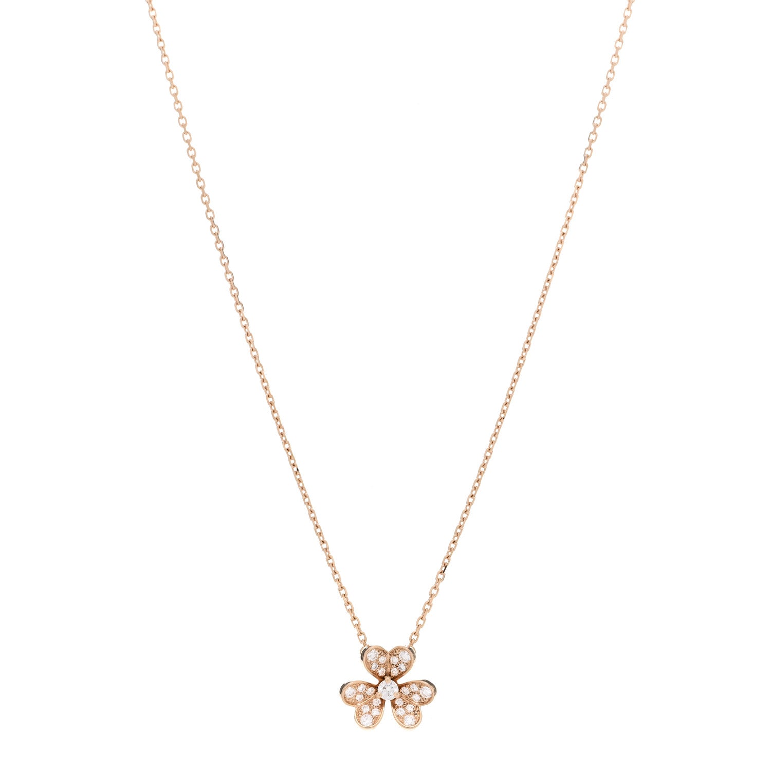Van Cleef & Arpels 18K Rose Gold Diamond Mini Frivole Pendant Necklace 1 of 5