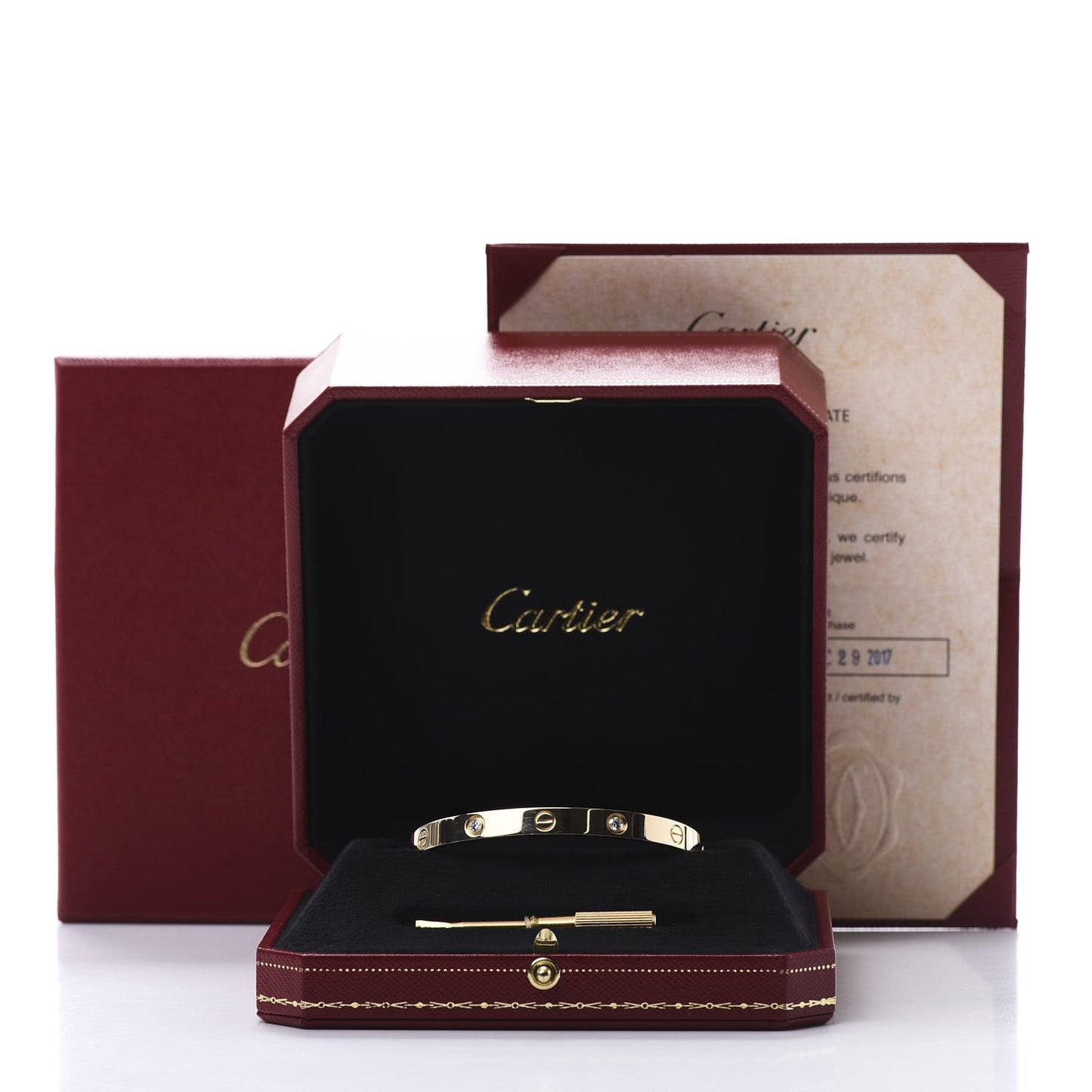 18K Yellow Gold 4 Diamond LOVE Bracelet 18