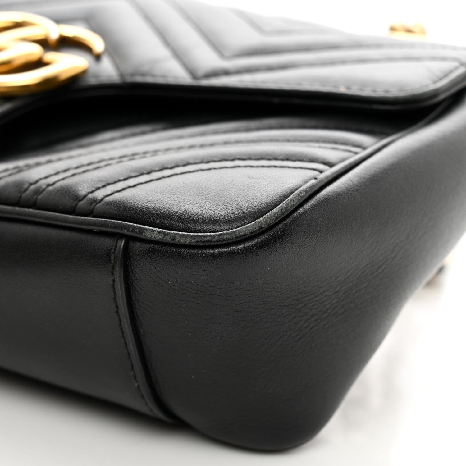 Gucci Calfskin Matelasse Small GG Marmont Shoulder Bag Black 11 of 13