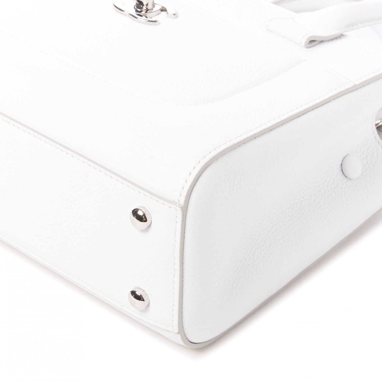 Grained Calfskin Mini Neo Executive Shopper Tote White