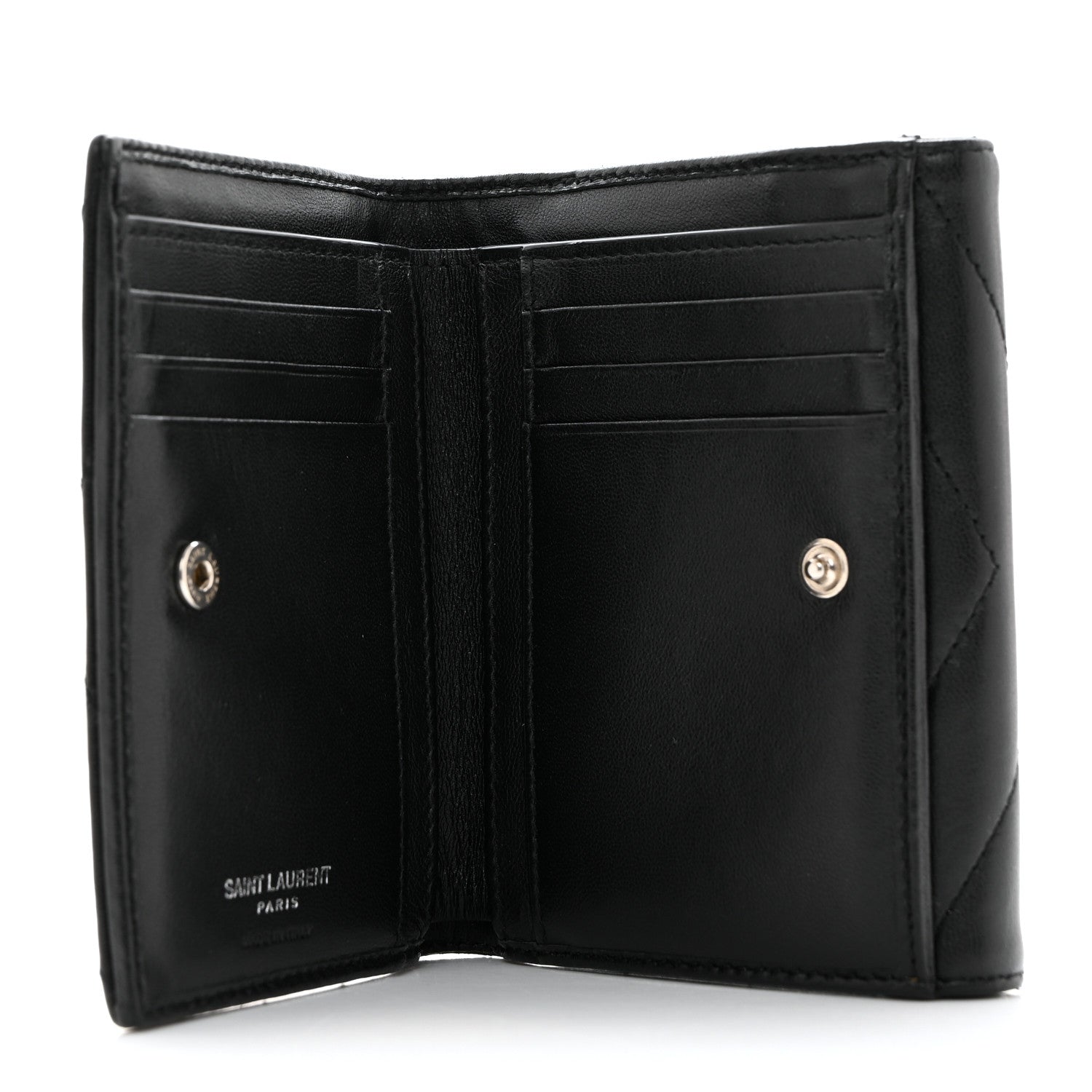 Saint Laurent Lambskin Y Quilted Monogram Compact Loulou Wallet Black 5 of 9
