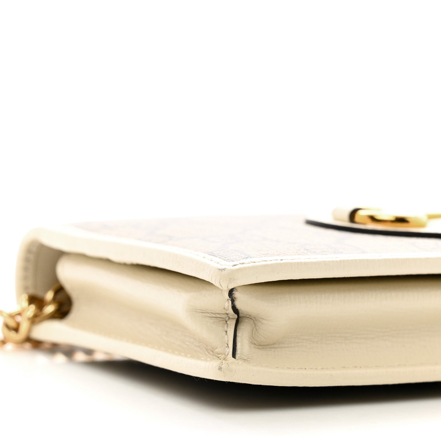 GG Supreme Monogram Azalea Calfskin Horsebit 1955 Wallet On Chain Beige Ebony Mystic White
