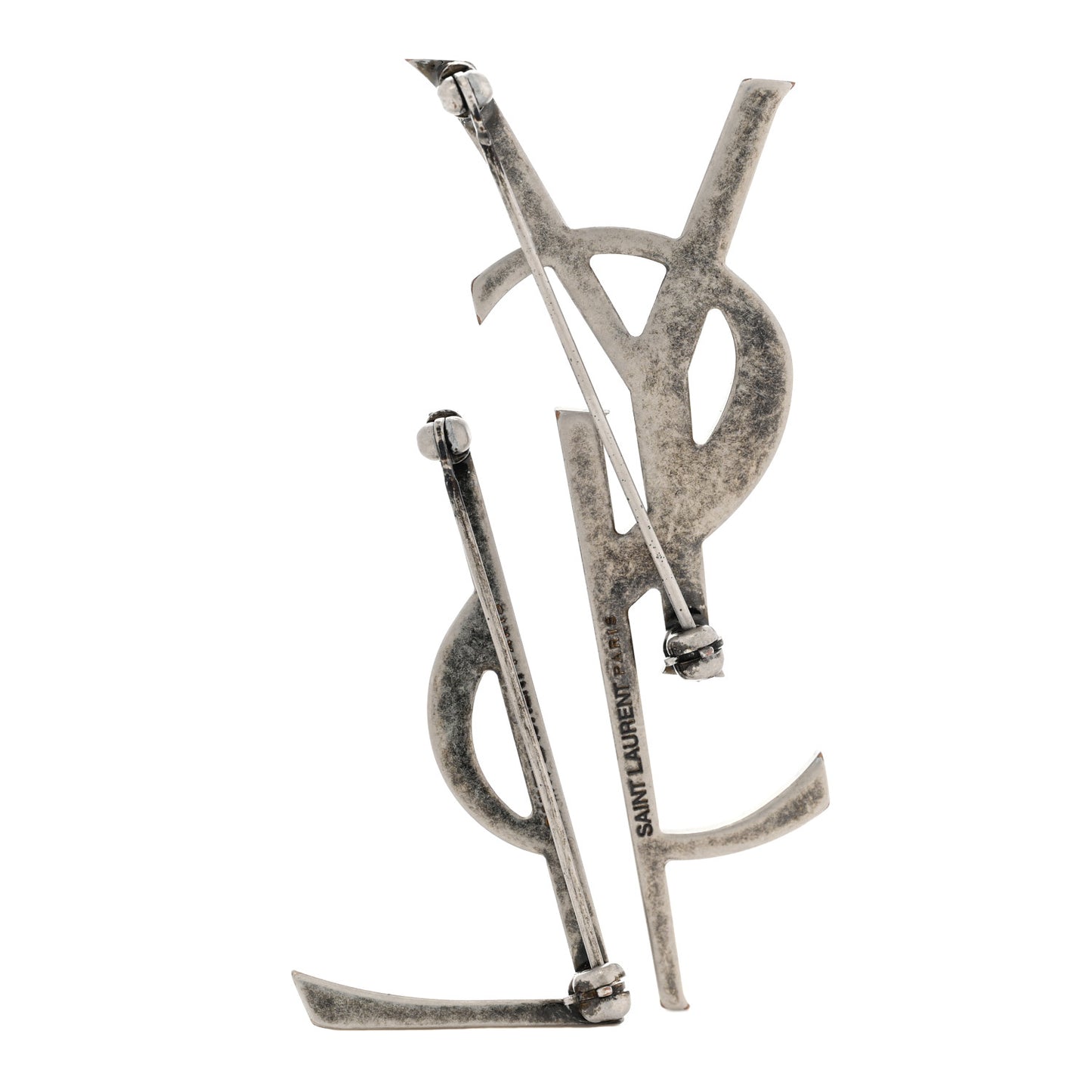 Metal Deconstructed Monogram Brooch Silver