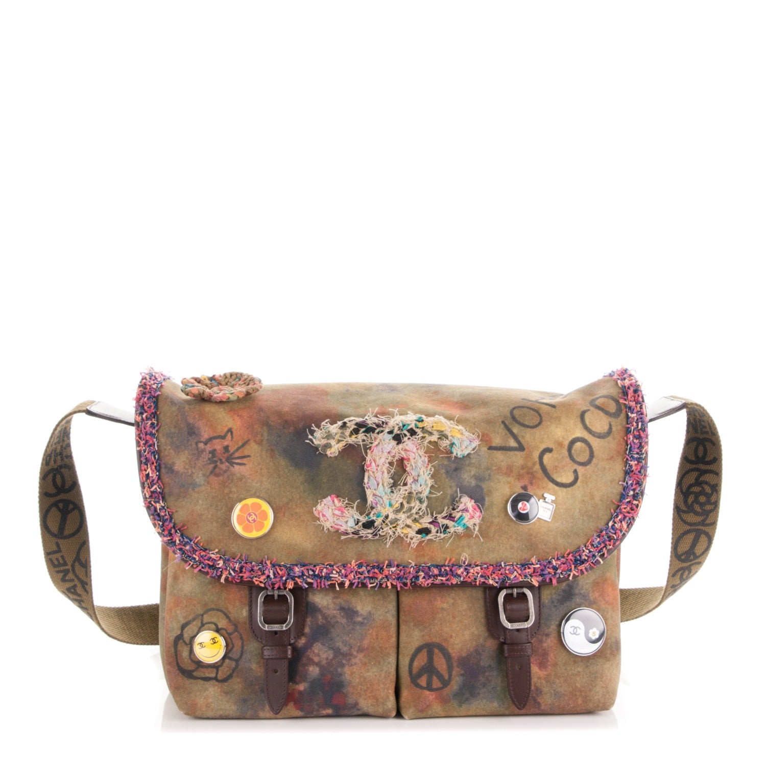Chanel Washed Toile Large Graffiti On The Pavements Messenger Khaki Multicolor 1 of 7