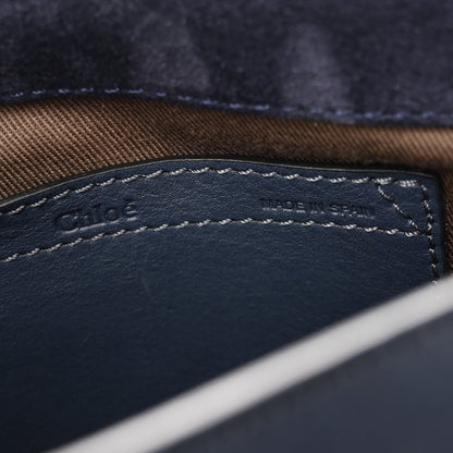 Chloe Suede Calfskin Braided Mini Marcie Round Crossbody Bag Navy 5 of 10