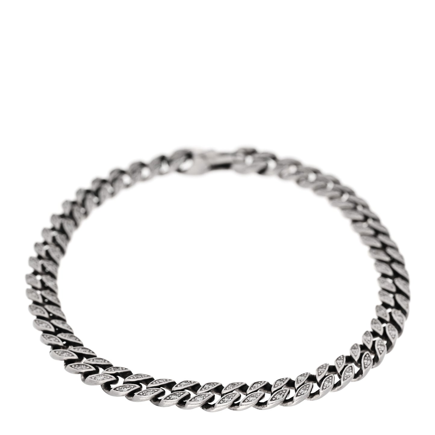 Sterling Silver Diamond 6mm Curb Chain Bracelet