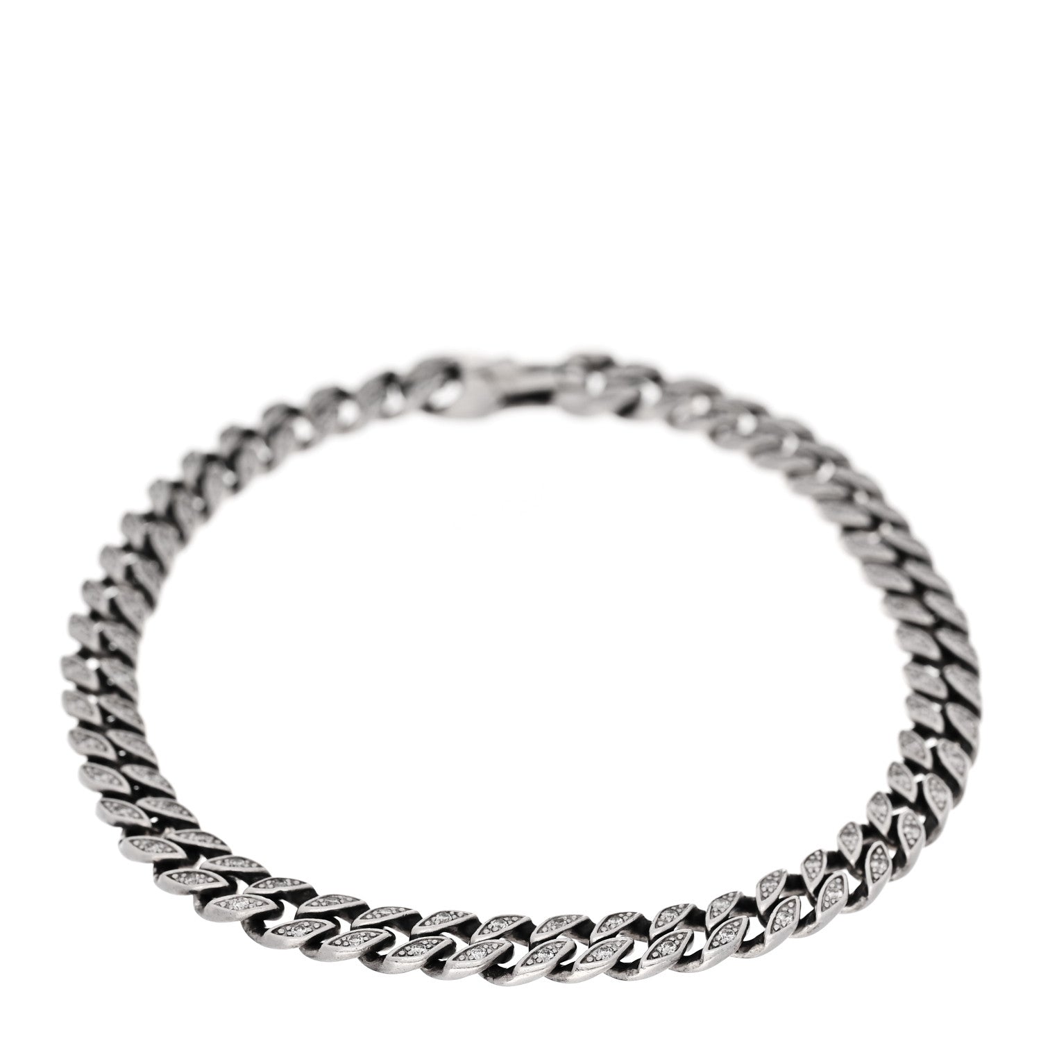 David Yurman Sterling Silver Diamond 6mm Curb Chain Bracelet 1 of 3