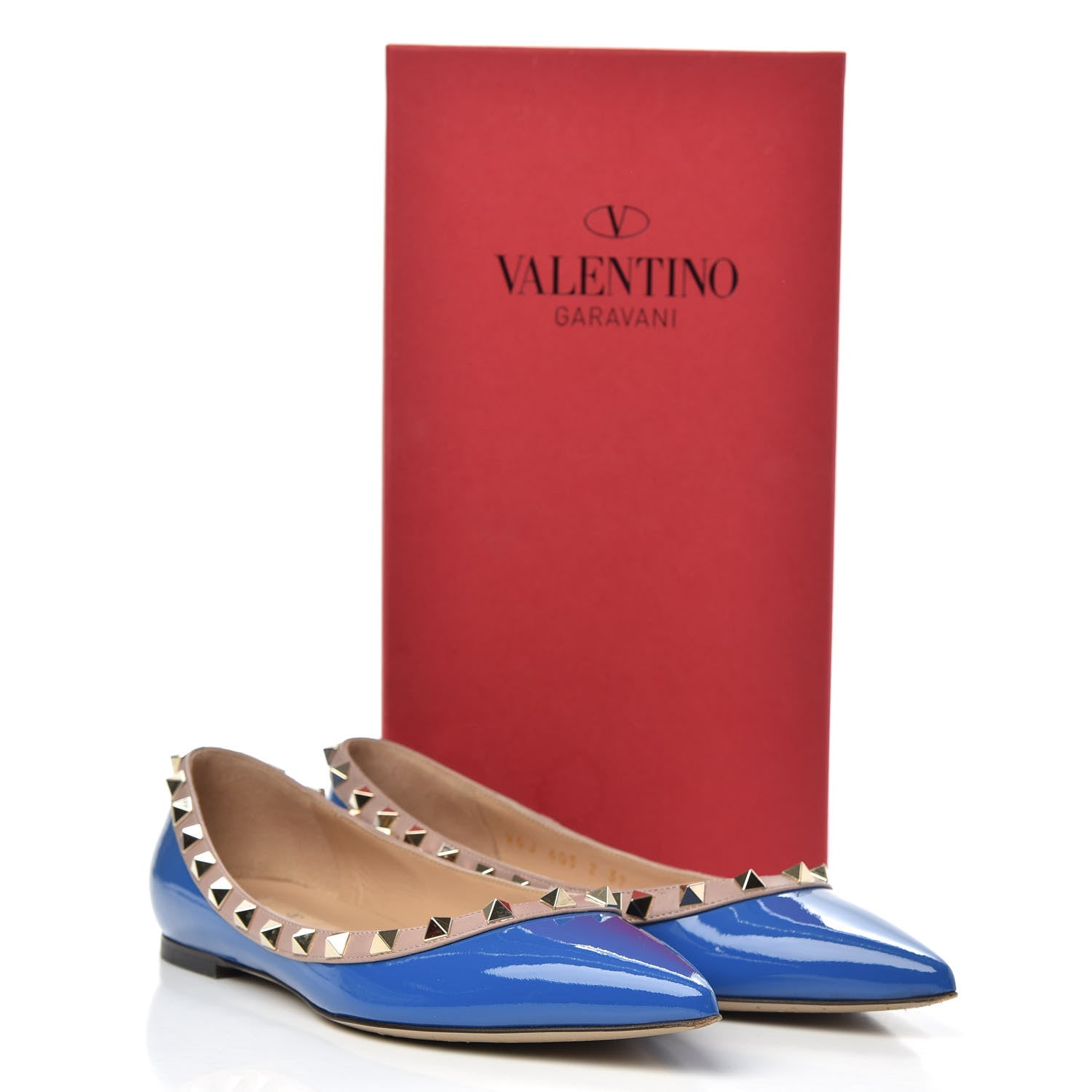 Valentino Garavani Patent Nappa Rockstud Ballerina Flats 37 Indaco Poudre 10 of 11