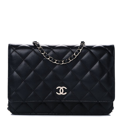 Chanel Lambskin Quilted Wallet On Chain WOC Black 1 of 14