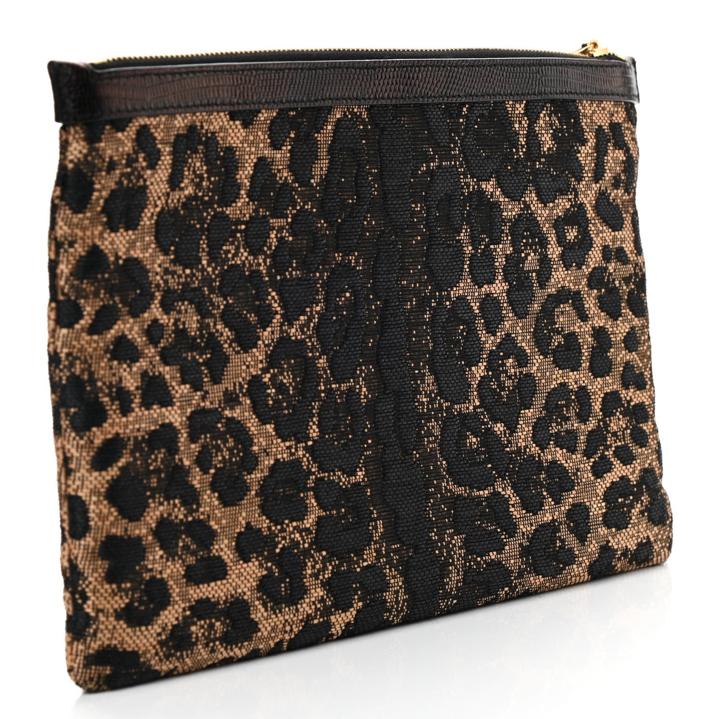 Jacquard Leopard Print Zip Pouch Multicolor