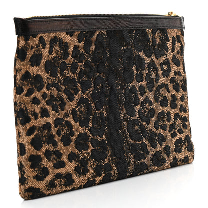 Dolce & Gabbana Jacquard Leopard Print Zip Pouch Multicolor 3 of 7