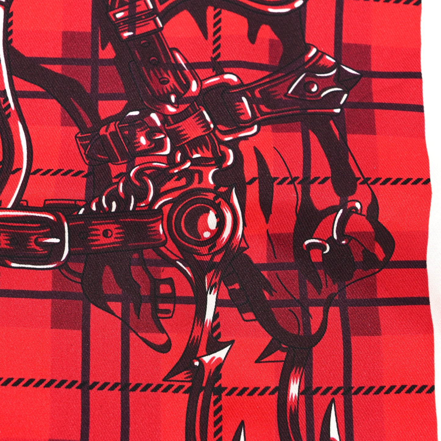 Silk Cheval Punk Pocket Square Rouge Black