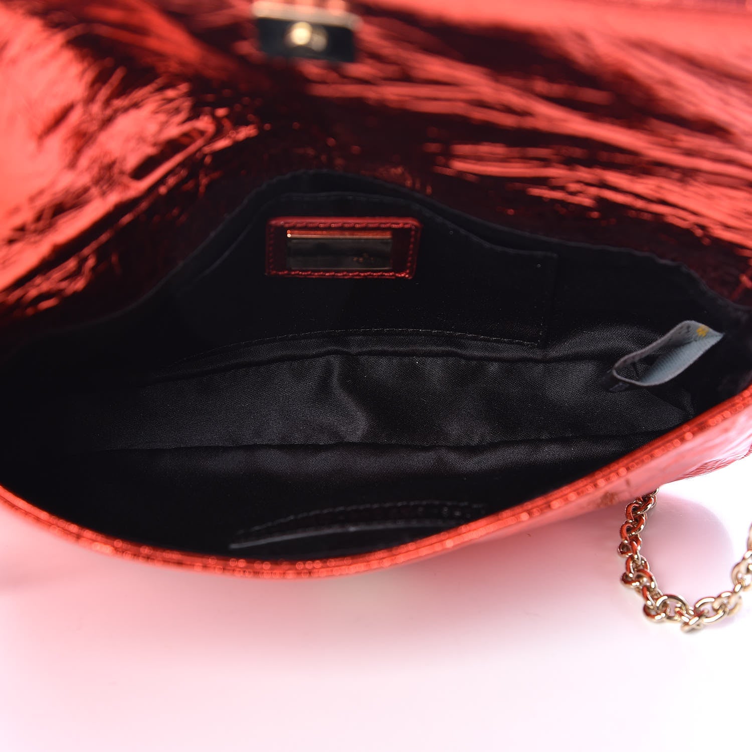Fendi Laminated Metallic Calfskin Mia Pochette Red 5 of 10
