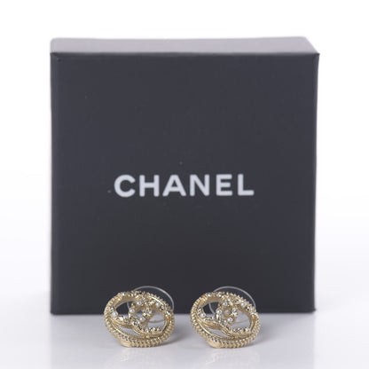 Chanel Pearl Crystal CC Round Earrings Gold 5 of 5